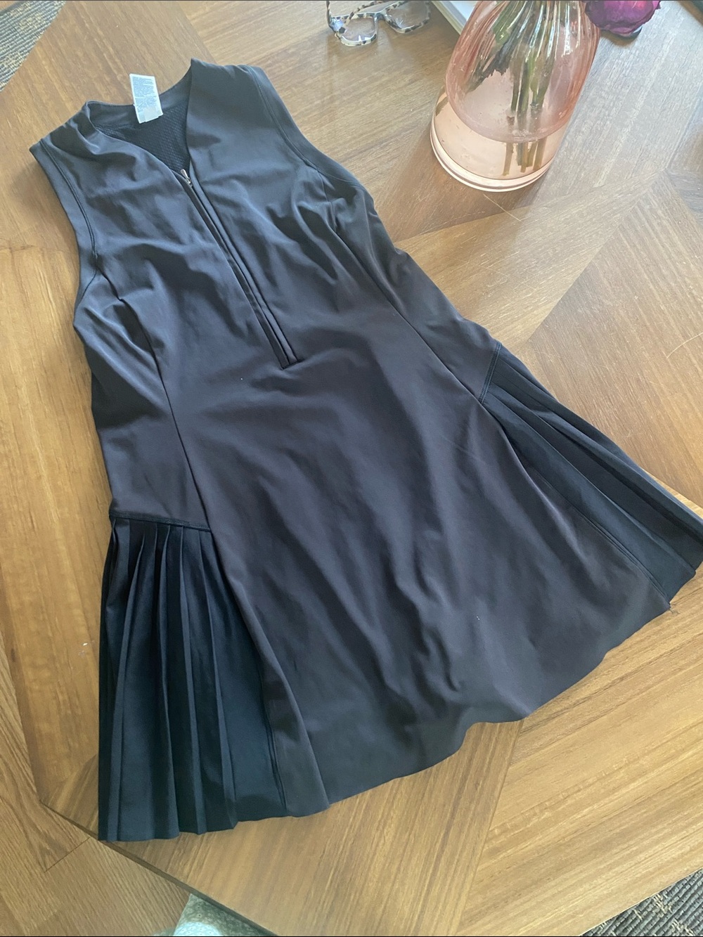 Athleta Black Sleeveless Pleated-Panel Mini tennis Dress - Picture 3 of 10